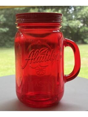 Aladdin Mason Jar Tumbler Insulated Red 32oz Plastic Travel Mug with Lid